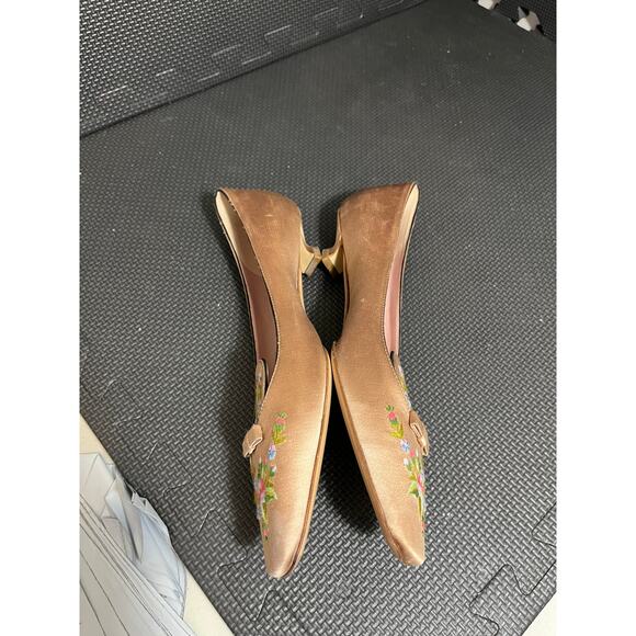 PRADA Vintage Silk Floral Embroidered Kitten Heel Shoes in‎ Blush Pink 37 US 6.5 - Picture 6 of 11